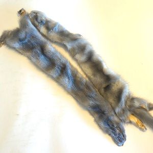 Vintage Grey Fox/Mink Stole Scarf Wrap Set
